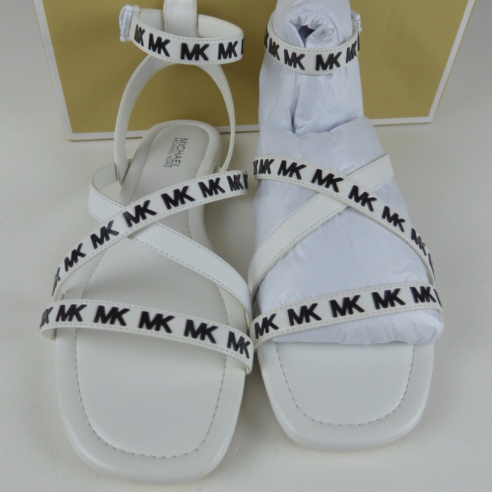 Michael Kors Tasha Flat Leather Sandals NIB Ankle